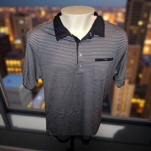 Travis Mathew Homer Striped Black Short Sleeve Golf Polo Shirt Size Large #10